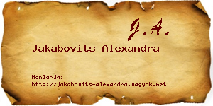 Jakabovits Alexandra névjegykártya